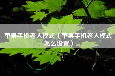 苹果手机老人模式（苹果手机老人模式怎么设置）