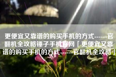 更便宜又靠谱的购买手机的方式------官翻机全攻略锤子手机官网「更便宜又靠谱的购买手机的方式------官翻机全攻略」