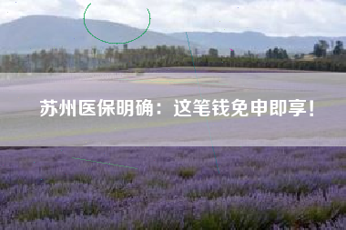 苏州医保明确：这笔钱免申即享！