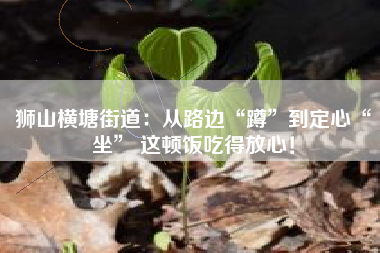 狮山横塘街道：从路边“蹲”到定心“坐” 这顿饭吃得放心！